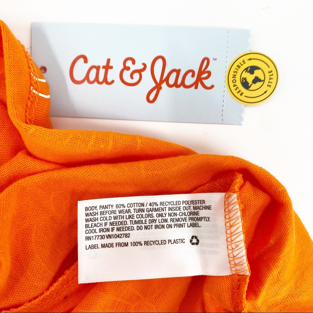 Cat & Jack Fall Pumpkin Long Sleeve Knit Dress ORANGE Toddler Girls Size 18M - Picture 8 of 10